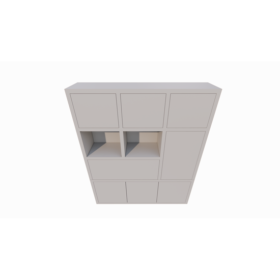 123kast  Vakkenkast Bonaire - 180x40x220H cm - push to open deuren - klep deur - open vakken - strakke afwerking