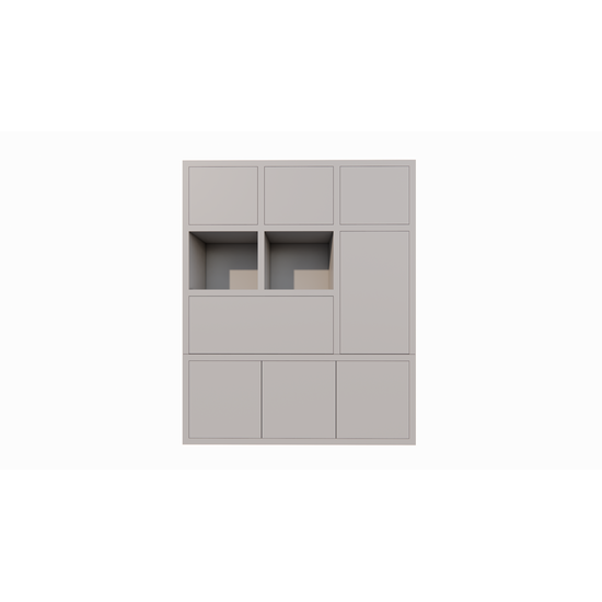 123kast  Vakkenkast Bonaire - 150x35x240H cm - push to open deuren - klep deur - open vakken - strakke afwerking