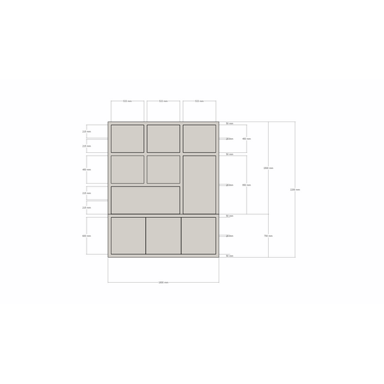 123kast  Vakkenkast Bonaire - 180x40x220H cm - push to open deuren - klep deur - open vakken - strakke afwerking