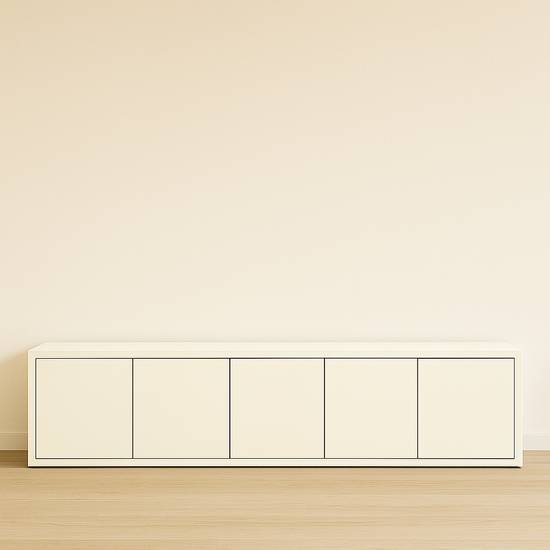 123kast  Tv dressoir Jersey - 300x40x70H cm - strak design - 5 greeploze push to open deuren - 4cm frame dikte