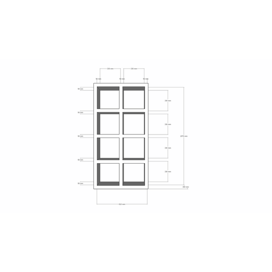 123kast  Roomdivider Chester maatwerk - 112 x 30 x 209 (h) cm - Plank-/frame-dikte: 4 cm - Vakken: 50 x 37 (h) cm - met achterwand -  RAL-kleur 7021