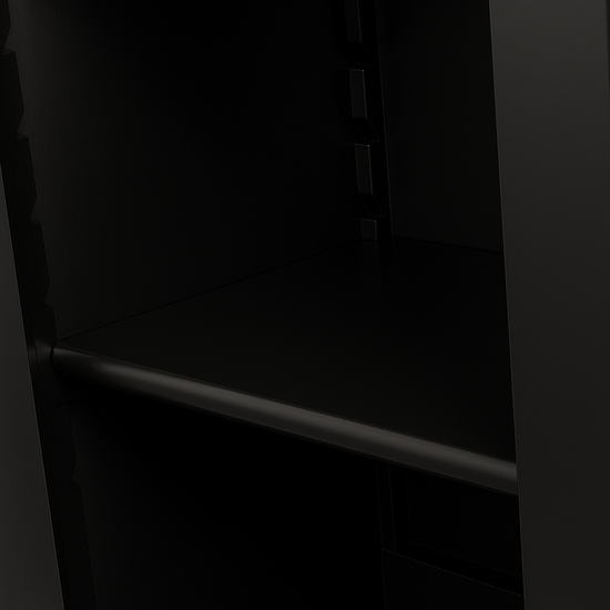 123kast  Voorraad Buffetkast Santa Barbara - 230x45x230H cm - RAL 9005 - 4 vitrine scharnierdeuren - 4 soft close lades - 4 dichte scharnierdeuren - verstelbare planken - Copy