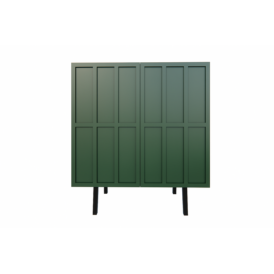 123kast  Opbergkast - Kanpa - 100x40x110H cm - 2 push to open deurtjes - op zwarte stalen pootjes