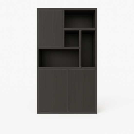 123kast  Vakkenkast faro 01 - 124x44x200H cm - dichte deuren in bovenkast - push to open deuren - strak design
