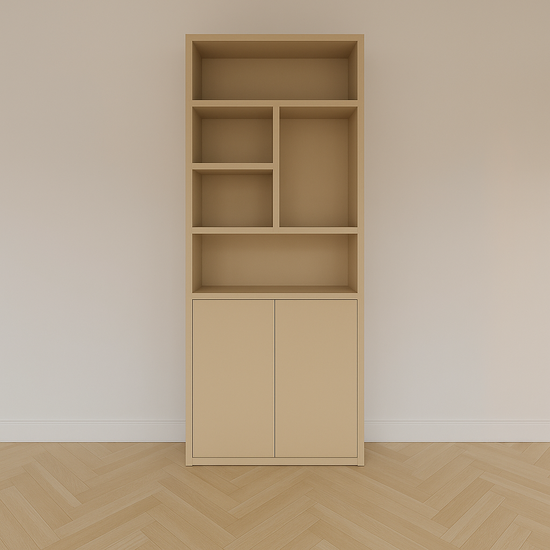 123kast  Vakkenkast Mendoza 01 - 90x35x220H cm - 2 push to open deuren - 5 open vakken