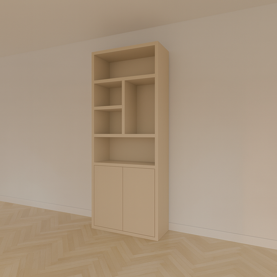 123kast  Vakkenkast Mendoza 01 - 90x35x220H cm - 2 push to open deuren - 5 open vakken