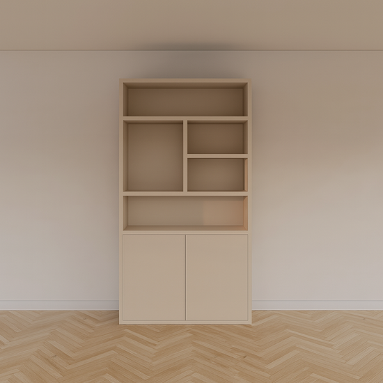 123kast  vakkenkast Mendoza 02 - 120x35x220H cm - 2 push to open deuren - 5 open vakken