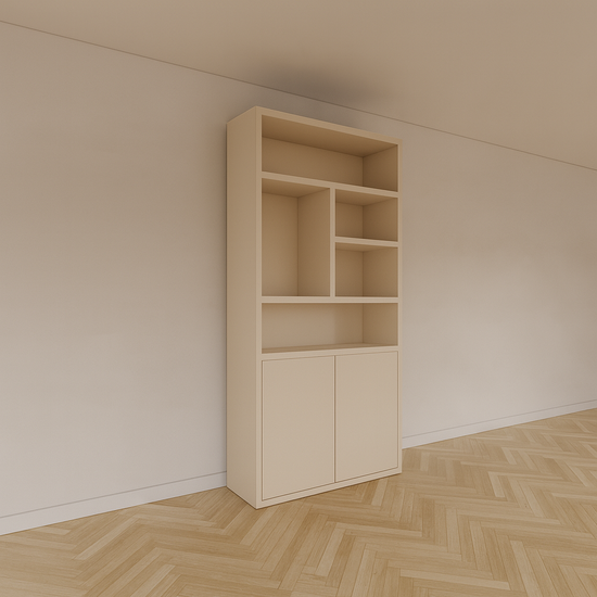 123kast  vakkenkast Mendoza 02 - 120x35x220H cm - 2 push to open deuren - 5 open vakken