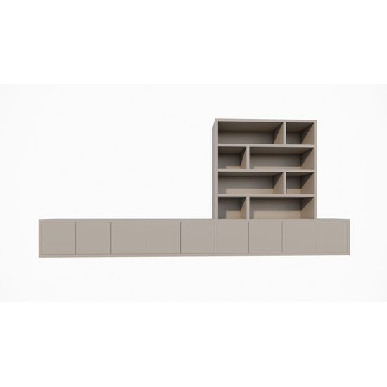 123kast  Tv dressoir met vakkenkast Sassari - 540x40x65/240H cm - push to open deuren - open vakken - strak design