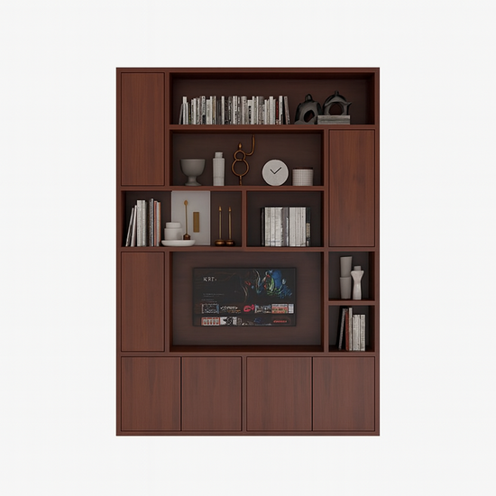 123kast  Tv vakkenkast Marrakesh - 180c40x256H cm - push to open deuren - eiken uitvoering - strakke afwerking - open vakken