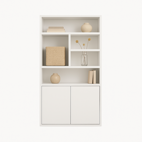 123kast  vakkenkast Mendoza 02 - 120x35x220H cm - 2 push to open deuren - 5 open vakken