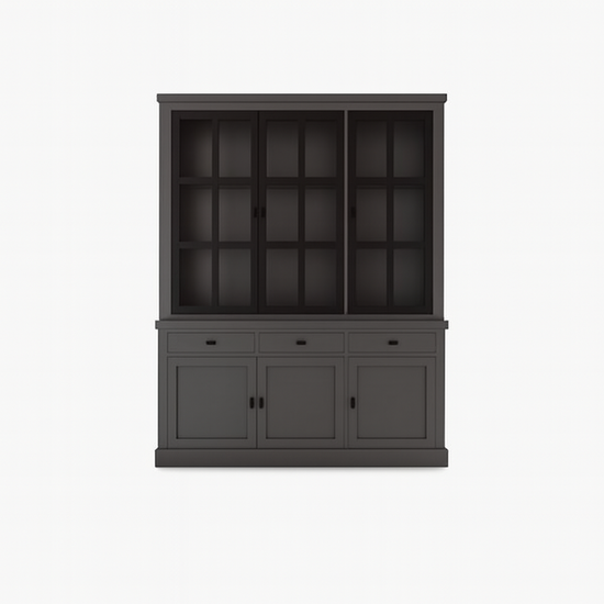 123kast  Buffetkast Montana 02 - 170x46x220H cm -  3 stalen deuren - strak design - zwarte greepjes - 3 soft close lades