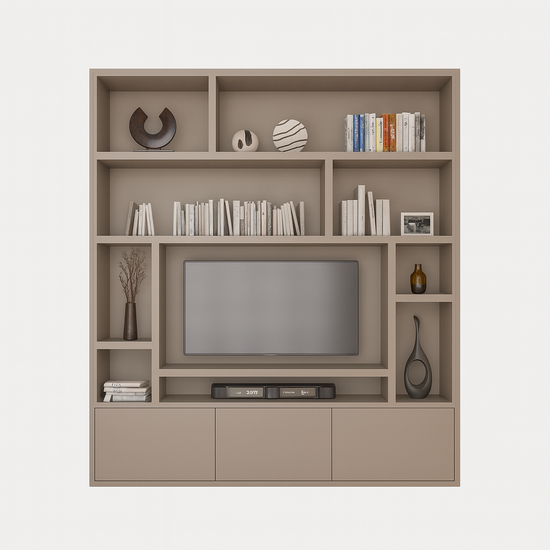 123kast  Tv vakkenkast Fisterra - 200x35x240H cm - push to open deuren - strakke afwerking