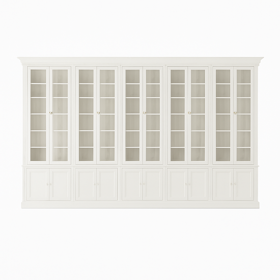 123kast  Vitrinekast Lugano - 500x47x240H cm - scharnier deuren - verstelbare planken