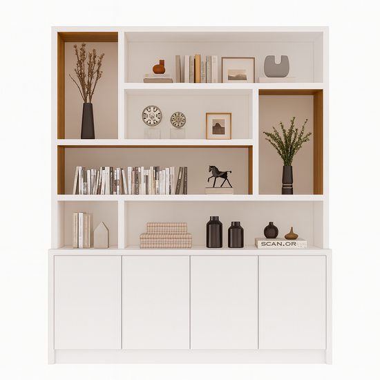 123kast  Vakkenkast Matera - 180x30/40x240H cm - deels eiken binnenkant - push to open deuren - strak design