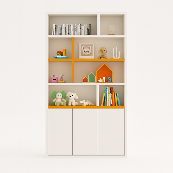 123kast  Vakkenkast Brunei - 150x30x250H cm - push to open deuren - met eiken planken - strakke afwerking