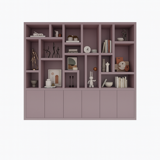 123kast  Vakkenkast Amora - 280x20x240H cm - push to open deuren - strak design - 5 cm plank dikte