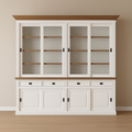 123kast  Buffetkast Bari - 240x50x240H cm - eiken middenlijst - eiken bovelijst - 4 vitrine schuifdeuren - 4 dichte schuifdeuren -4 soft close lades