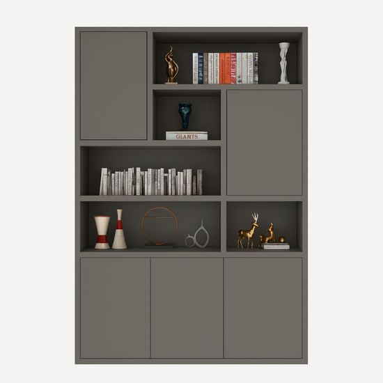 123kast  Vakkenkast Bendigo - 152x45x235H cm - 5 push to open deuren - 5 open vakken - 4cm plank dikte