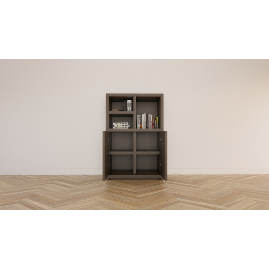 123kast  Meidenkast Samsun - 100x50x150H cm - eiken - push to open deuren - open vakken - strakke afwerking