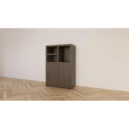 123kast  OPbergkast  Samsun - 100x50x150H cm - eiken - push to open deuren - open vakken - strakke afwerking