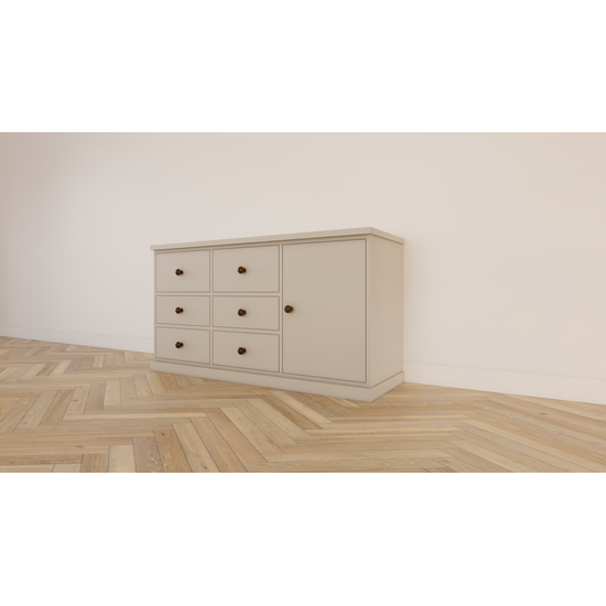 123kast  Ladekast Sapa 02 - 150x50x80H cm - soft close lades - 1 deurtje