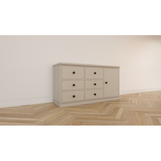 123kast  Ladekast Sapa 02 - 150x50x80H cm - soft close lades - 1 deurtje