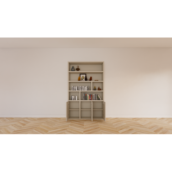 123kast  Vakkenkast Nassau - 150x35x240H cm - push to open deuren - open vakken - strakke afwerking