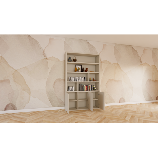 123kast  Vakkenkast Nassau - 150x35x240H cm - push to open deuren - open vakken - strakke afwerking