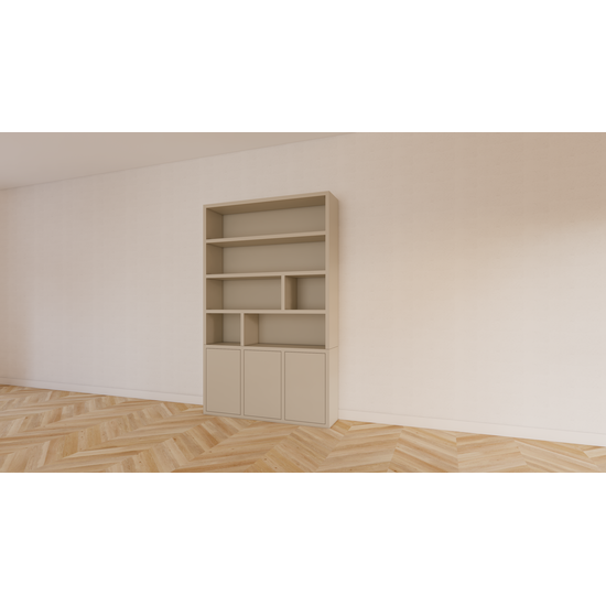 123kast  Vakkenkast Nassau - 150x35x240H cm - push to open deuren - open vakken - strakke afwerking