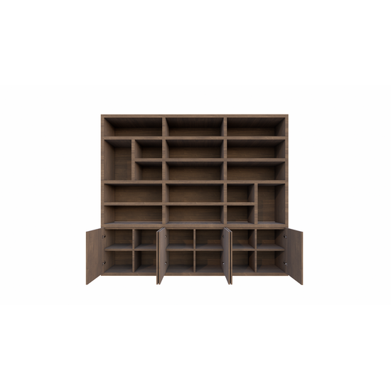 123kast  Vakkenkast Caen - 290x40x250H cm - eiken - push to open deuren - open vakken - strakke afwerking