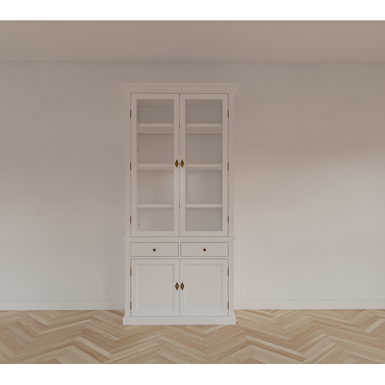 123kast  Vitrinekast Lissabon - 100x43x220H cm - vitrine deuren - verstelbare planken - softclose lades - landelijk