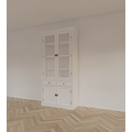 123kast  Vitrinekast Lissabon - 100x43x220H cm - vitrine deuren - verstelbare planken - softclose lades - landelijk