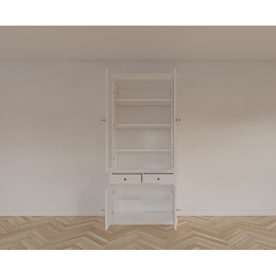 123kast  Vitrinekast Lissabon - 100x43x220H cm - vitrine deuren - verstelbare planken - softclose lades - landelijk