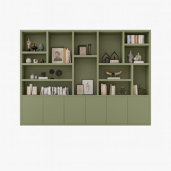 123kast  Vakkenkast Sapporro - 350x40x240H cm - 5cm plank dikte - 6 push to open deuren