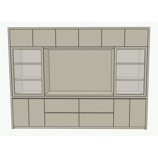 123kast  TV vakkenkast Gerlos - 325x40x240H cm - glazen schuifdeuren - push to open deuren - soft close lades - strak design