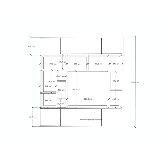 123kast  TV Vakkenkast Oviedo - 240x40x256H cm - open vakken - softclose deurtjes