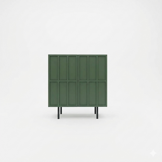 123kast  Dressoir/meidenkast - Kanpa - 100x40x110H cm - 2 push to open deurtjes - op zwarte stalen pootjes