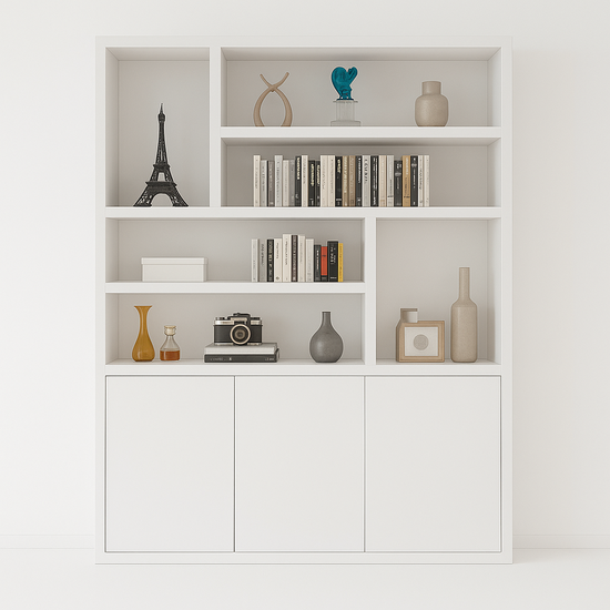 123kast  Vakkenkast Japan - 180x40x220H cm - 3 greeploze push to open deuren - open kast - stak design - 5cm plankdikte