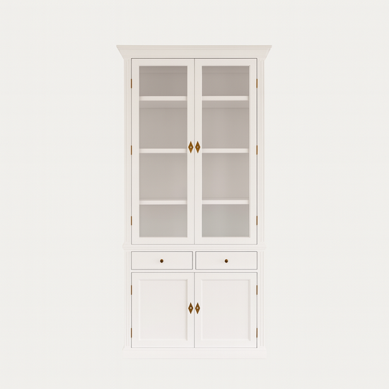 123kast  Vitrinekast Lissabon - 100x43x220H cm - vitrine deuren - verstelbare planken - softclose lades - landelijk