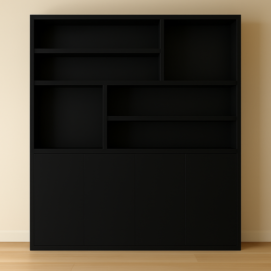 123kast  Vakkenkast Flachau 02 - 200x35x220H cm - 4 push to open deuren - 6 open vakken