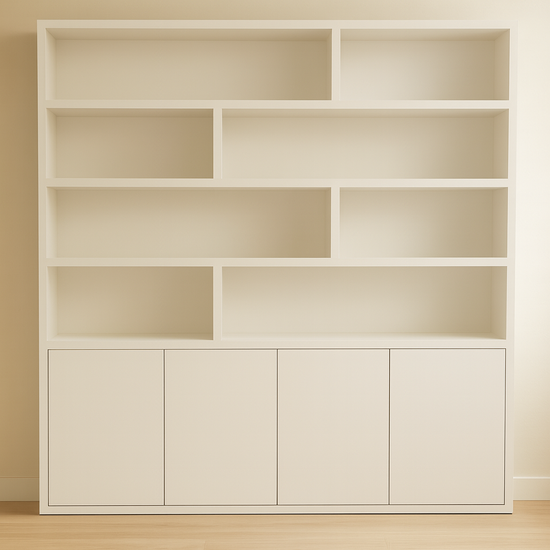 123kast  Vakkenkast Flachau 03 - 220x35x220H cm - 4 push to open deuren - 8 open vakken