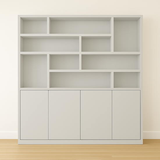 123kast  Vakkenkast Flachau 05 - 240x35x220H cm - 4 push to open deuren - 10 open vakken