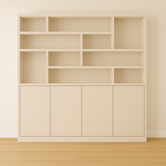 123kast  Vakkenkast Flachau 05 - 240x35x220H cm - 4 push to open deuren - 10 open vakken