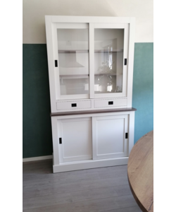 Voorraad Buffetkast Brooklyn 02 140cm - RAL 9010 - Eiken middenlijst