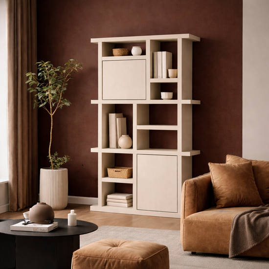 123kast   Open vakkenkast Evora 01 - 120x40x240H cm - strakke afwerking - push to open deuren - 5cm plank dikte