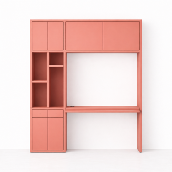 123kast  Bureau vakkenkast Chauny 02 - 160x40x250H cm - push to open deuren - push to open lades - 4cm plank dikte - strakke afwerking