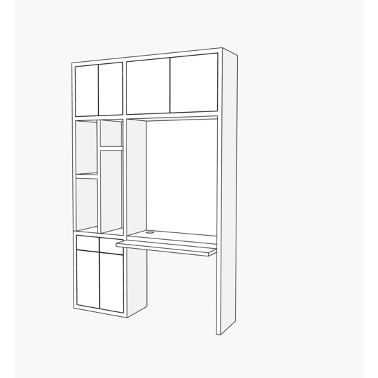 123kast  Bureau vakkenkast Chauny 02 - 160x40x250H cm - push to open deuren - push to open lades - 4cm plank dikte - strakke afwerking