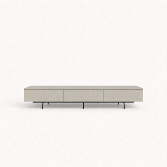 123kast  Tv dressoir Perula - 250x45x40H cm - zwart staal onderstijl - push to open lades