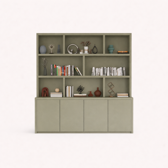 123kast  Vakkenkast Corsica - 230x40/20x240H cm - push to open deurtjes - ondiepe bovenkast - 5cm plank dikte